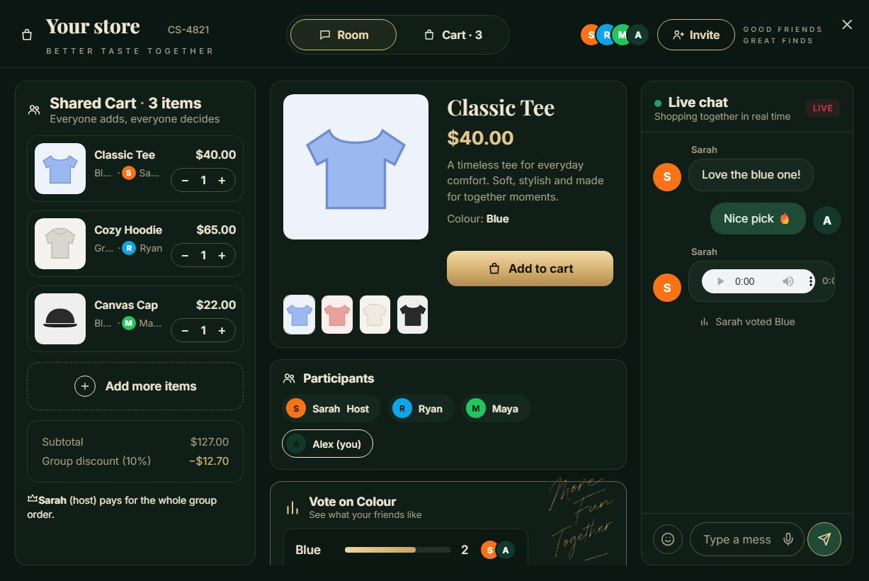 The Luxe room template: shared cart, product, vote and live chat