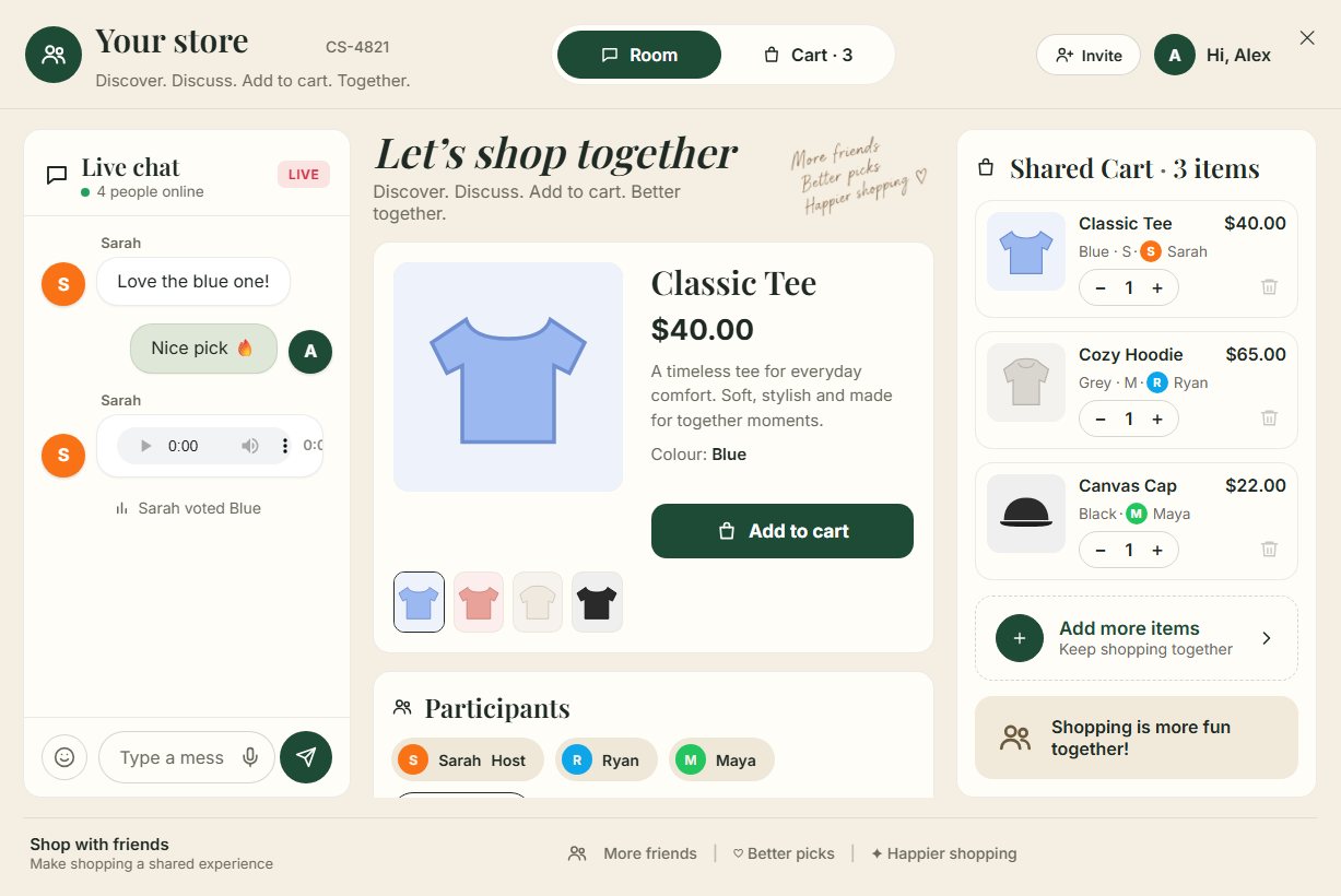 The Sage room template: shared cart, product, vote and live chat